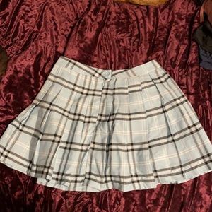 “Faded Rose” blue plaid skirt